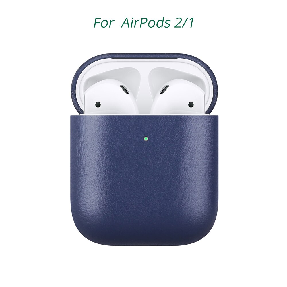 Bonola Native Italian Leather Case for AirPods Pro Seamless Fit Full Protection Cases for Apple AirPods 3/2 Tactile Feel Cover: AirPods 2 1 Blue