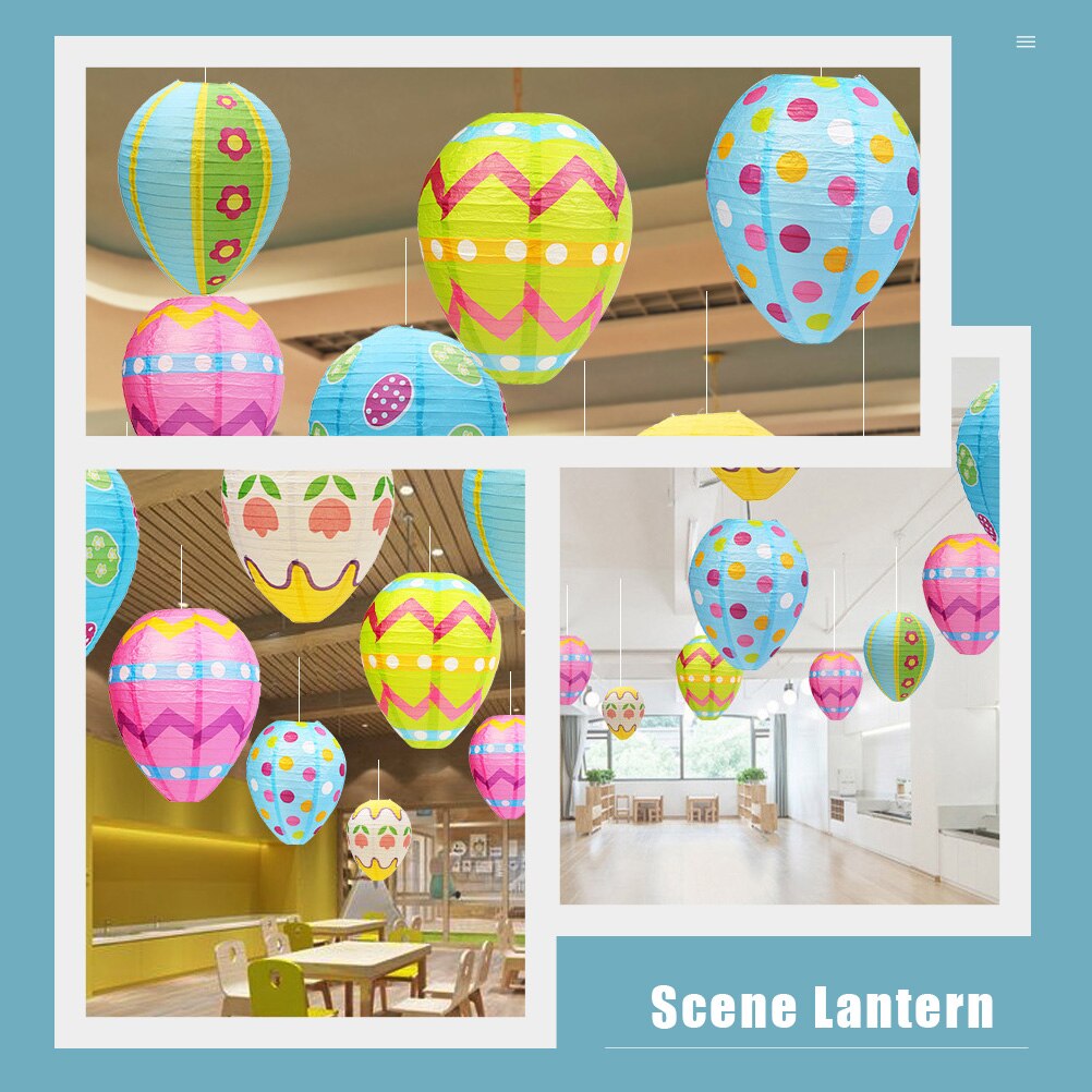 2Pcs Lovely Easter Egg Lanterns Decorative Lanterns Festival Party Paper Lanterns