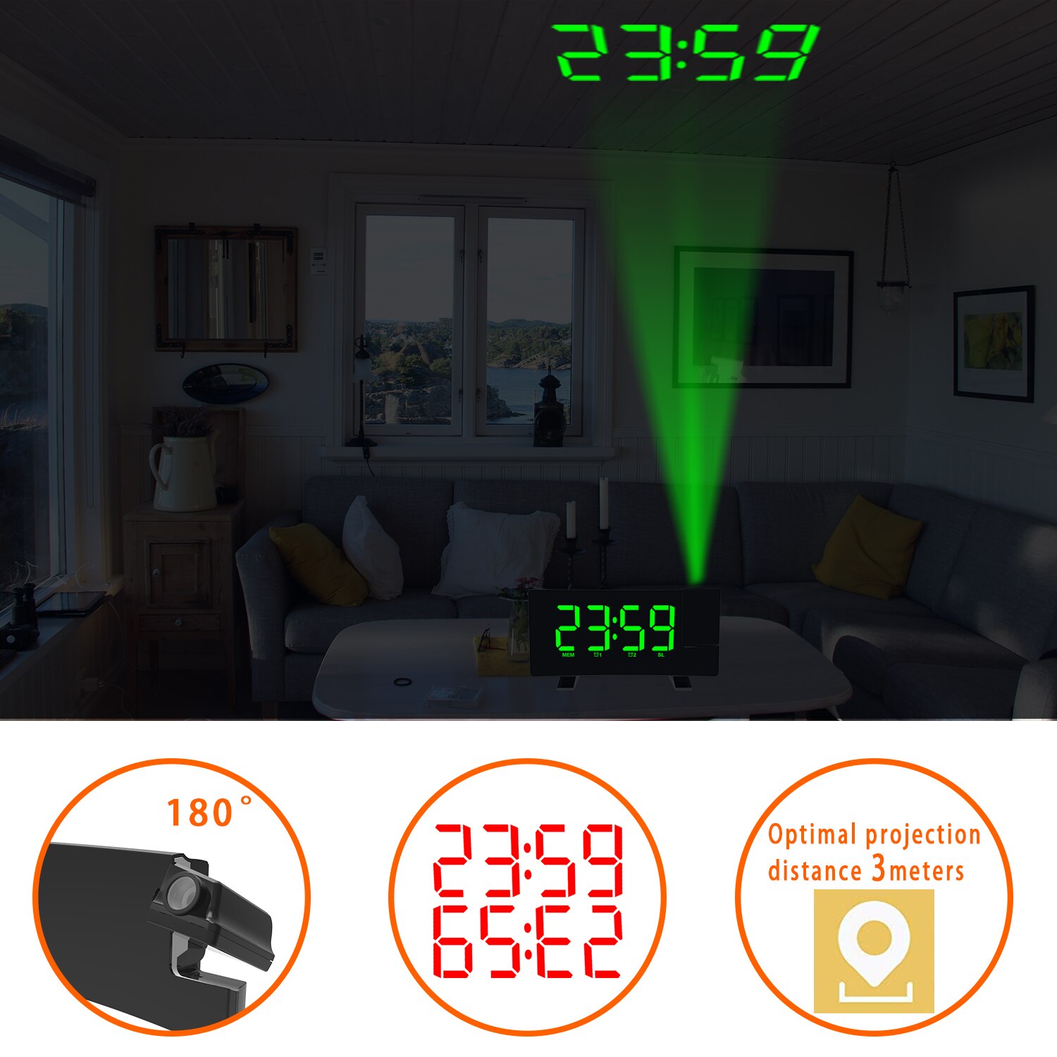 FM Radio Projection LED Digital Clock Smart Alarm Clock Watch Table Electronic Desktop Clocks Wake Up Clock Time Snooze 2 Alarm