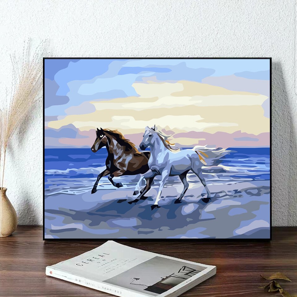 Pintura AZQSD por números, caballo, Animal, colorear por números, pintura al óleo acrílica, Kit de pintura a mano, decoración del hogar sin marco