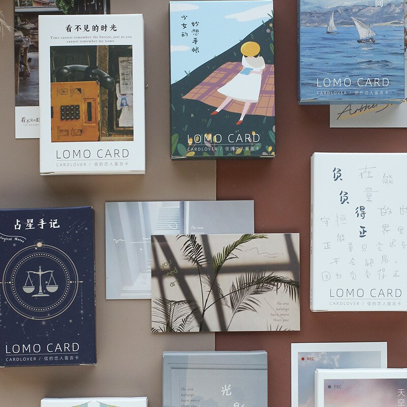 28pcs Cartoon Lomo Cards Mini Postcard Greeting Cards Postcards Letter Pads Birthday Envelope Message Card Set