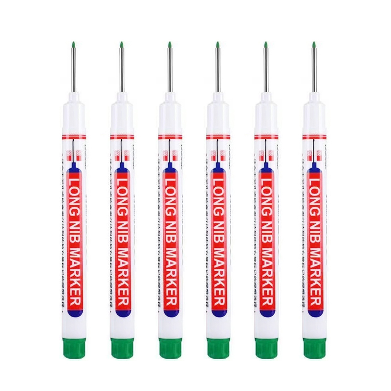 6pcs 20MM Red/Black/Blue/White/Green Ink Long Head Markers Bathroom Woodworking Decoration Multi-purpose Deep Hole Marker Pens: green