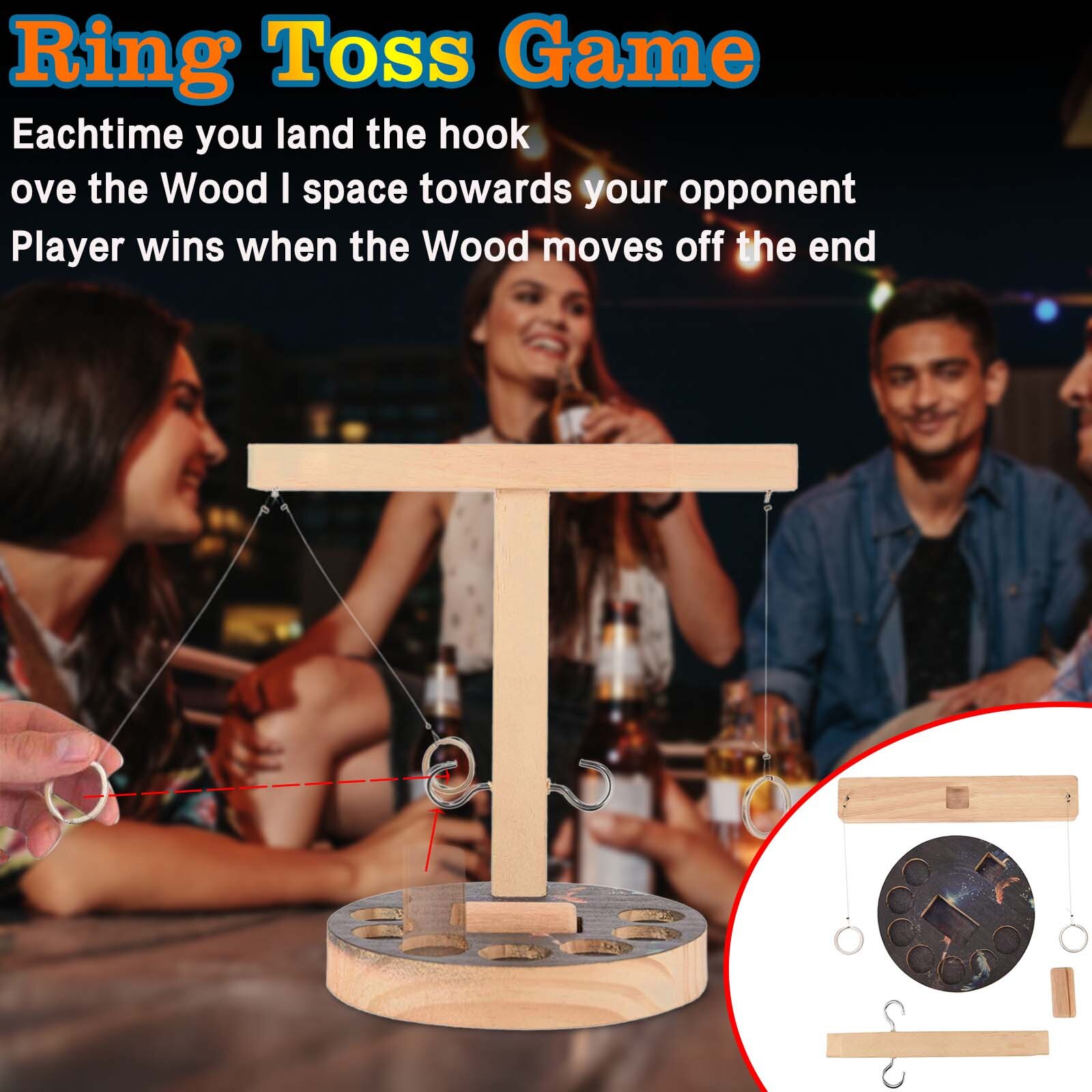 Partij Speelgoed Leisure Industriële Stijl Bar Drink Shop Handgemaakte Houten Ring Toss Haken Snelle Interactief Spel Voor Bars thuis