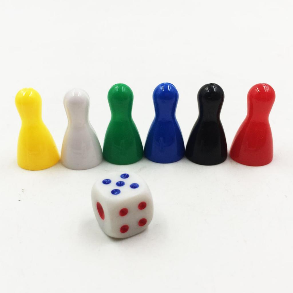 6Pcs Plastic Chessman Chess Pieces Game Dice for Children Kids Playing Games