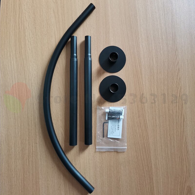 Extendable Corner Shower Curtain Rod Pole Black Stainless Steel Rail Rod Bar Bath Door Hardware Heavy Loaded With 12 Metal Hooks