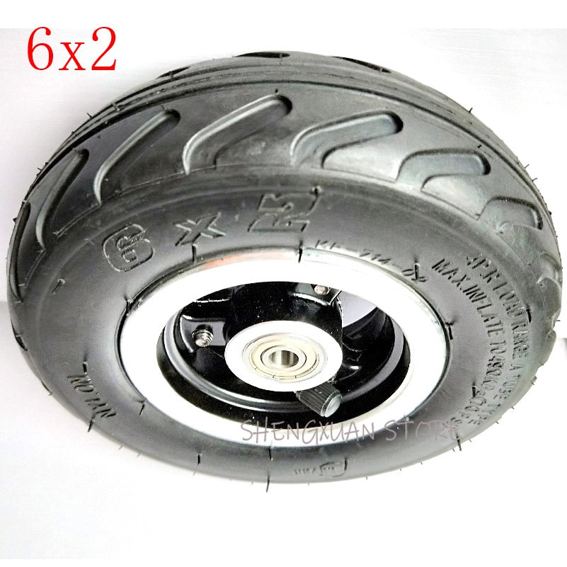 6X2 Inflation Tire Wheel Use 6" Tire Alloy Hub 160mm Pneumatic Tyre Electric Scooter F0 Pneumatic Wheel Trolley Cart Air Wheel