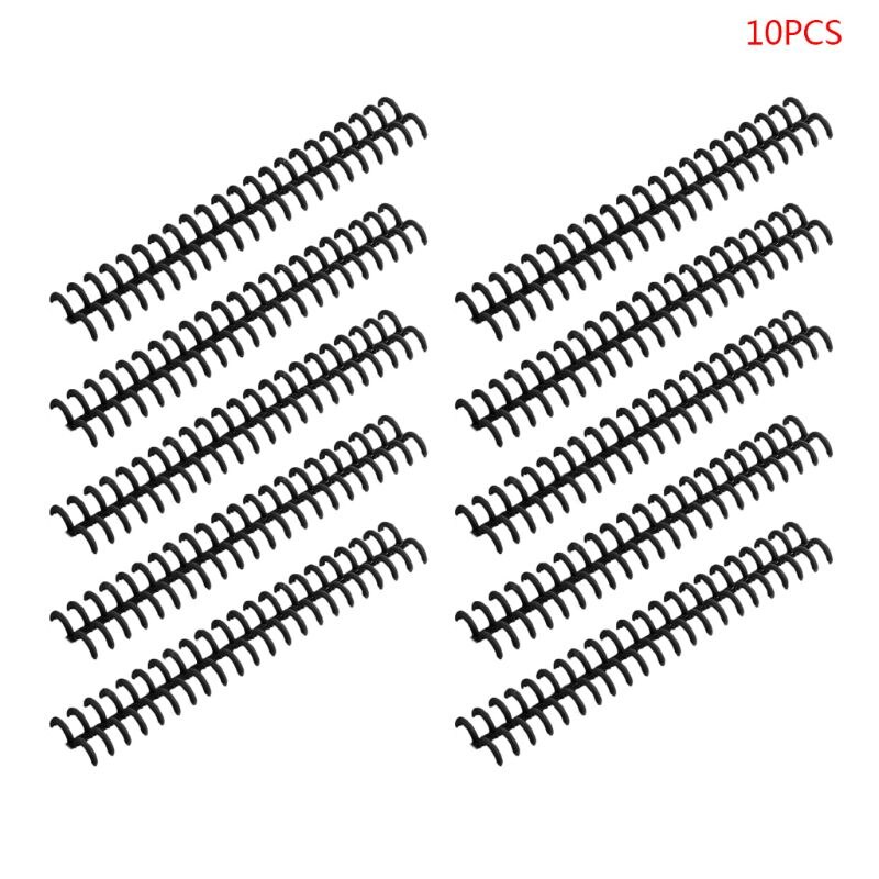 10pcs Plastic Loose Leaf Link Spiral Circles Binder Ring for 30 Holes Notebook: black