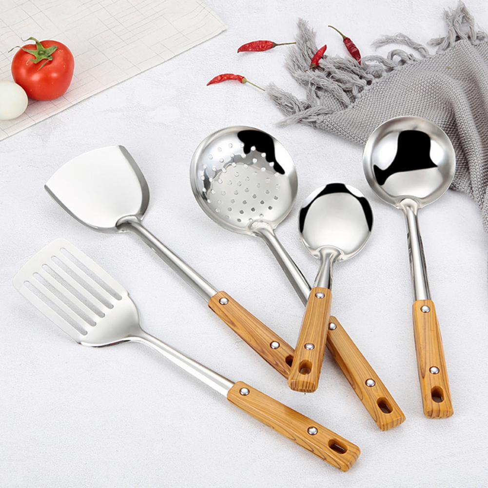 Good Wok Spatula Rounded Edge Corrosion Resistant Lightweight Soup Scoop Wok Spatula Kitchen Tools