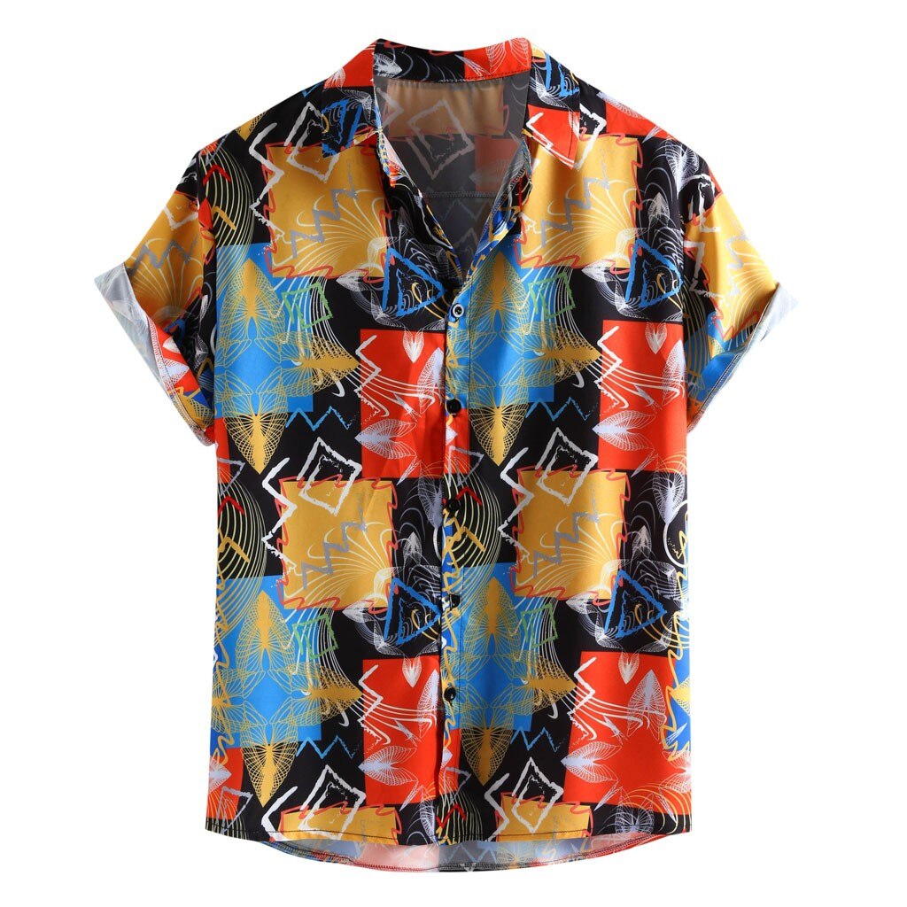 рубашка Summer Shirts Tops Mens Loose Multi Color Lump Short Sleeve Lapel Soft Camisa With Buttons Shirt Mens Blusa @50