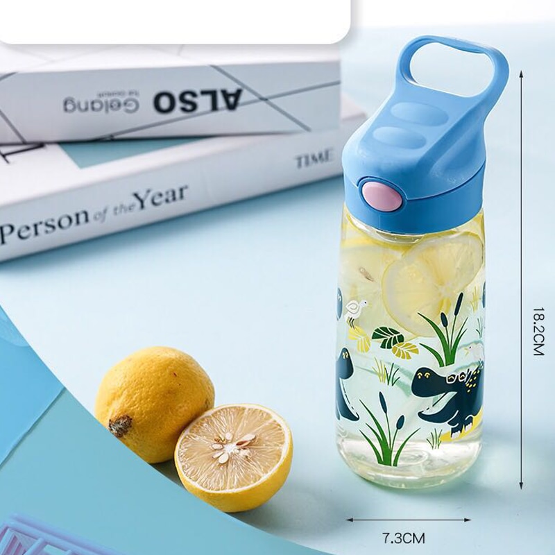 Botella de agua sin BPA para niños, con pajita, de silicona, 500ml, , ecológica, para la escuela