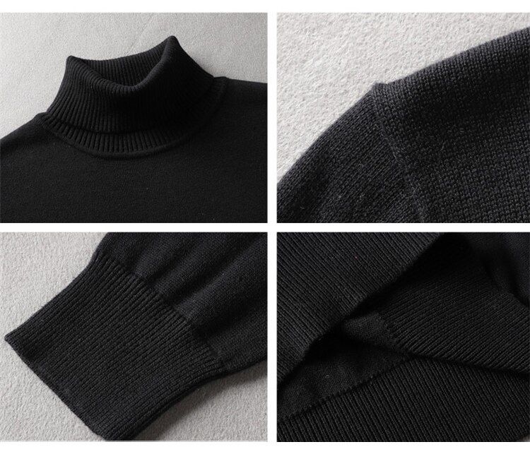 Ensfarvet rullekrave sweater herre klassiske strikkede herre sweatere forår efterår afslappet turtleneck krave slim fit pullover