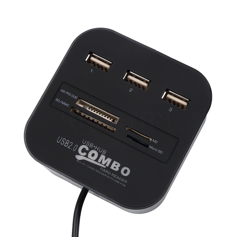 USB Hub usb2.0 480Mbps Card Reader 3 Port Combo USB Splitter For MS M2 SD MMC TF for Apple MacbookAir Laptop PC Tablet