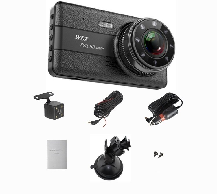 4 tuuman ips-näyttöinen dvr 1080p fhd 150 asteen laajakulmainen kojelaudan videokamera musta laatikkonäyttö yönäkö dvr peruutuskamera liiketunnistus: Jl8 kaksoislinssiä -6m / Ei mitään