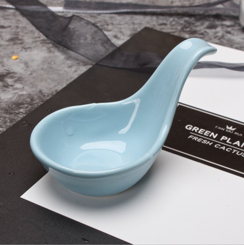 2Pcs Ceramic Spoon Tableware Soy Sauce Dish Home Sauce Mini Spoon Spoons Cuttlefish Balls Placed On A Saucer Tableware: 3