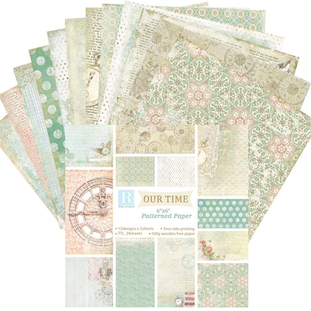 24pcs/set DIY Album Background Paper Scrapbook Background Paper Card Making Background Paper 6'' Single-Sided Pattern Paper