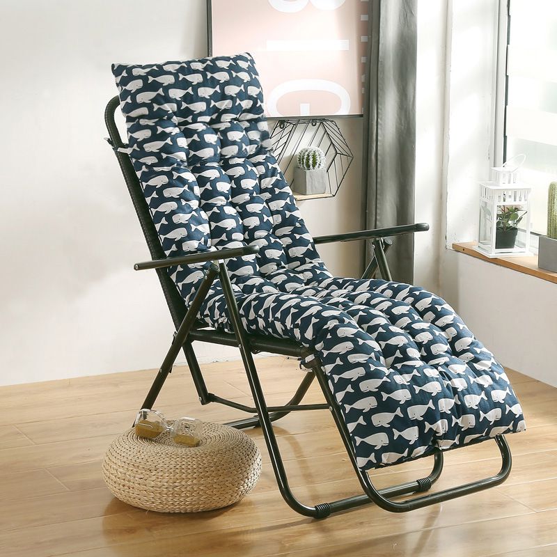 Lang pute hvilestol nordic style print solseng stol sofa tatami matte tykk pute terrasse hage sammenleggbar gyngende sofa sitteunderlag: Blåhval / 48 x 155cm