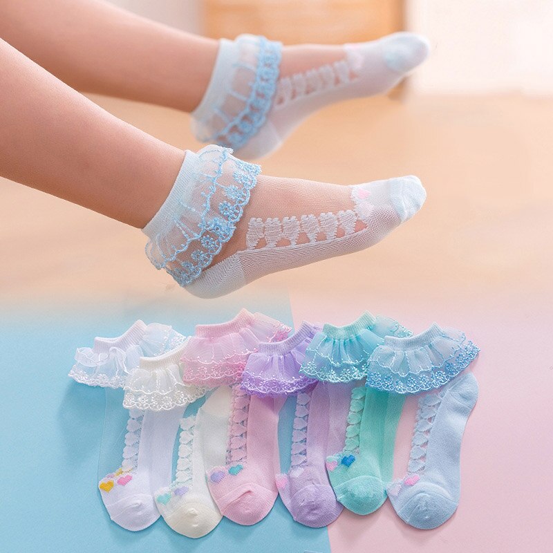 Sommer Atmungsaktive Baby Socken Spitze Rüschen Prinzessin Baby Mädchen Socken Weiche Gittergewebe Kleinkind Kleinkind Dünne Socken
