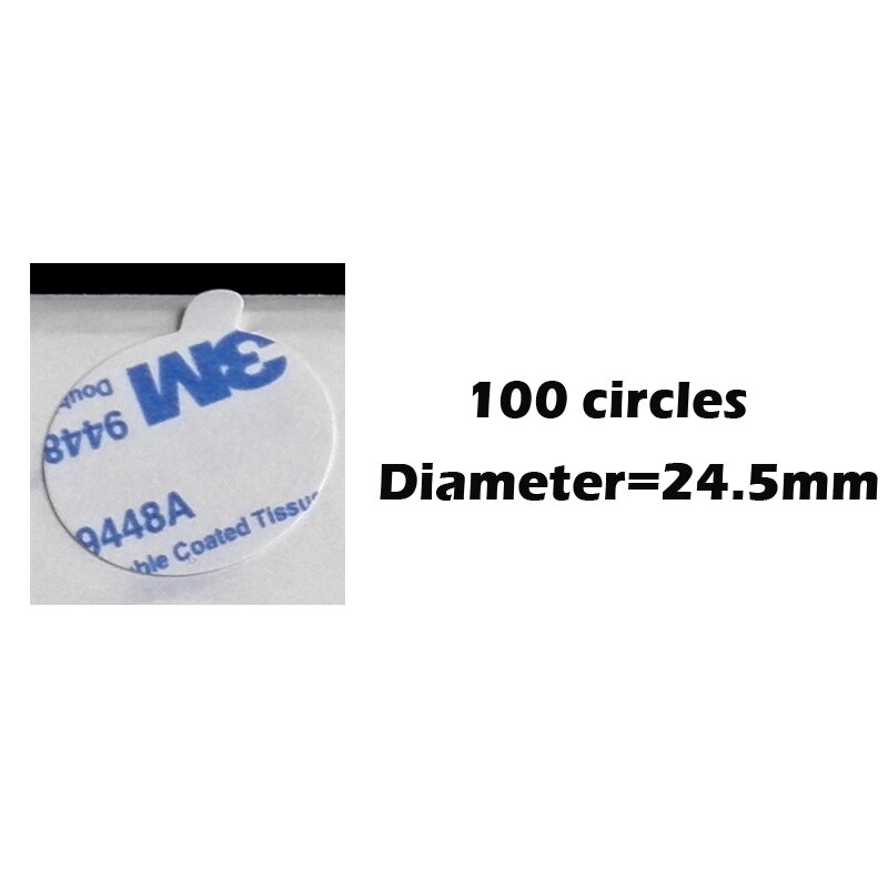 100 okrągłe lepkie kółko 3M 9448 dwustronne samoprzylepne naklejki z uchwytem do zdejmowania ucha na pieczęć woskowa 15mm 20mm 24.5mm: Diameter 24.5mm