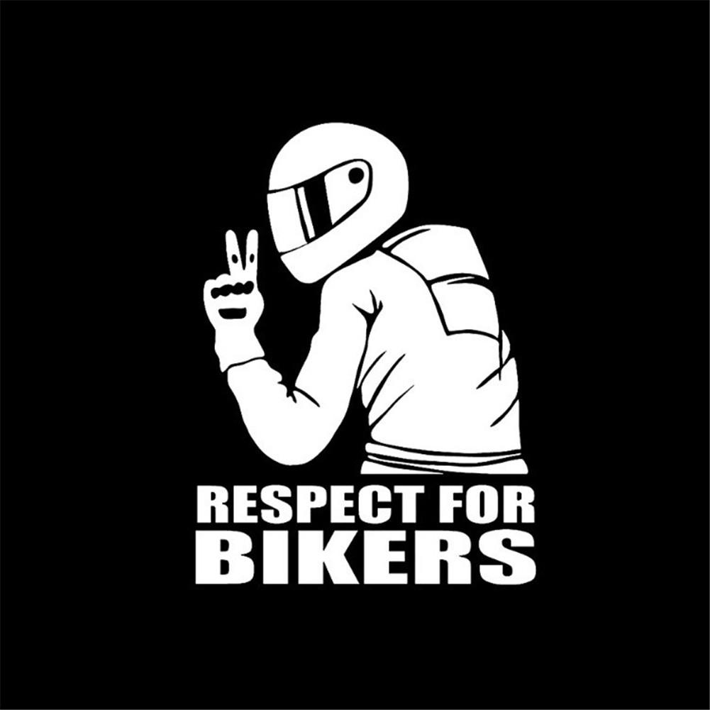 15x11CM Funny Car Stickers Respect Biker Sticker For Bikers Sticker On Car Motorcycle Vinyl 3D Stickers And Decals: White