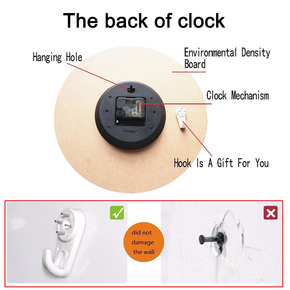RIHE-Reloj de pared de cartón de madera con Vintage, accesorio con de Rosa y flores, estilo Retro europeo, cafetería y Chic de oficina en casa para decoración, 40CM