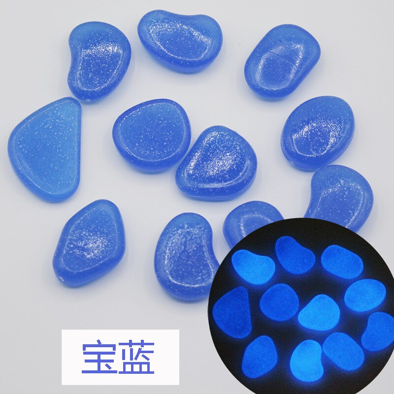 Lichtgevende steen kleurrijke lichtgevende kiezel tuin aquarium aquarium tuinpaden wet pad decoratie: Schatblauw