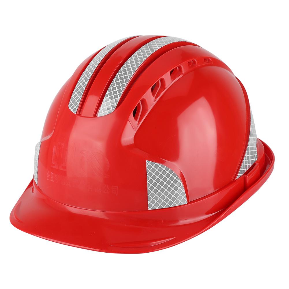 Casquette de protection pour chantier de Construction, respirante, en ABS, rigide, à rayures réfléchissantes, casque de sécurité: red