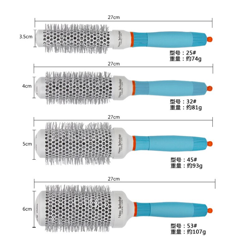 Keramisk ion salon bærbar hårbørste hårstyling hårbørste frisørkam rundt krøllet hår ruller værktøj 1 stk.
