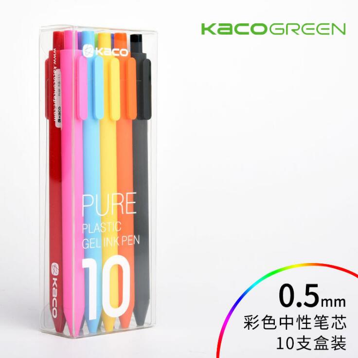 10pcs/Pack Xiaomi KACO Sign Pen 0.5mm Pen ,Signing Pen Black White ABS Plastic Smooth Ink For Student School/Office worker: 10 Pen Colorful Ink