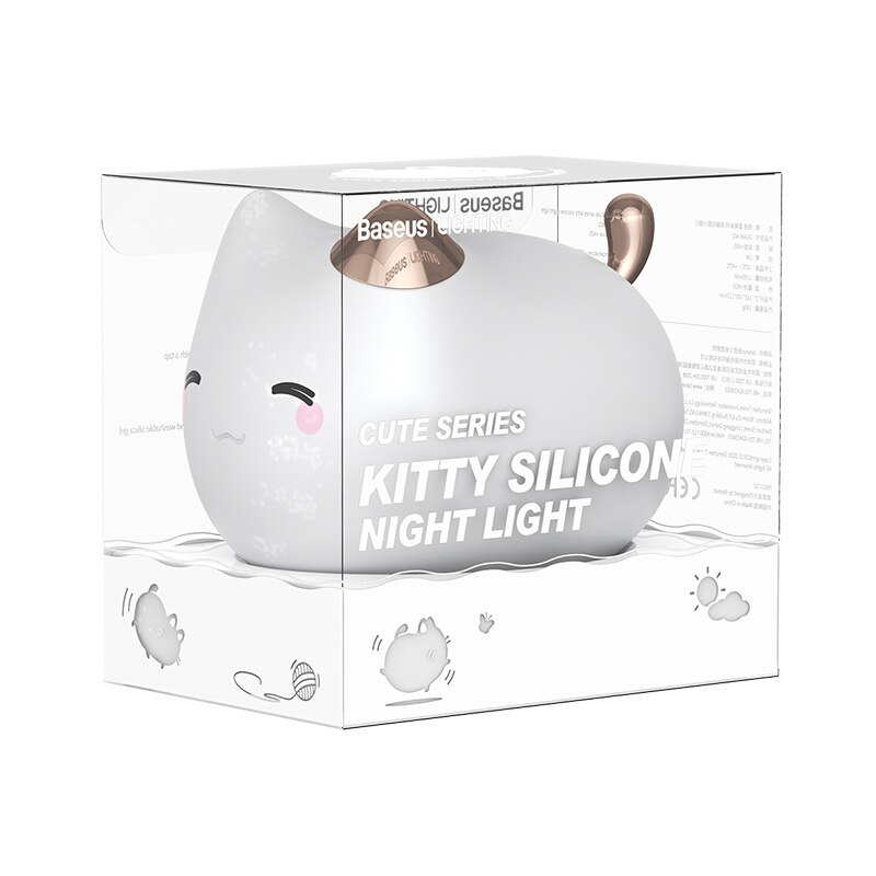 Baseus Usb Night Lamp Siliconen Touch Sensor Led Nachtlampje Voor Kinderen Baby Kids Kat Hond Led Usb Led Night lamp Slaapkamer Licht: Cat