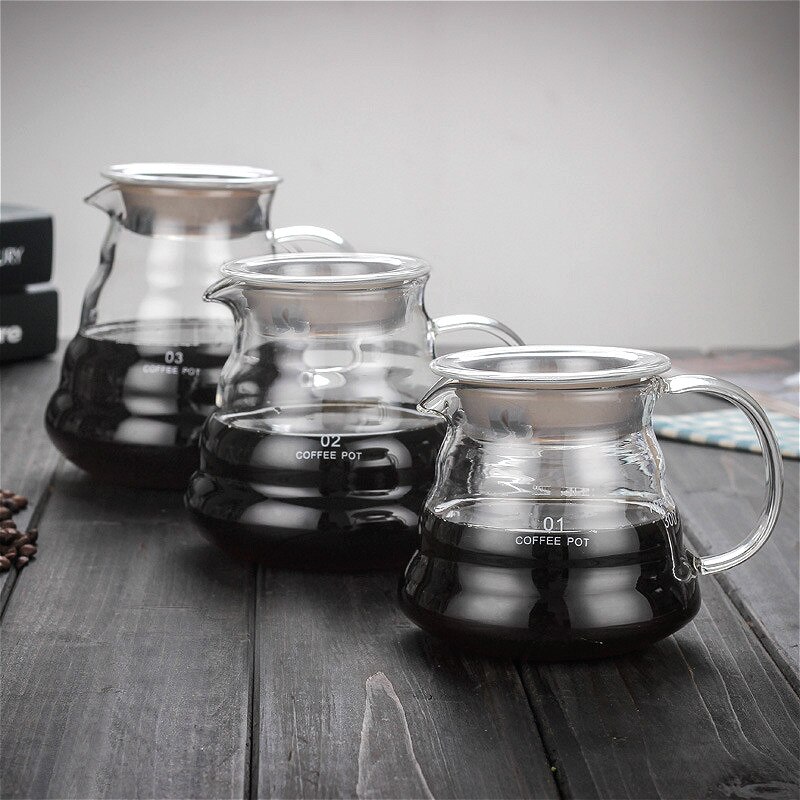 Coffee Pot Carafe Drip 360ml 600ml 800ml V60 Pour Over Glass Range Coffee Server Coffee Kettle Brewer Barista Percolator Clear