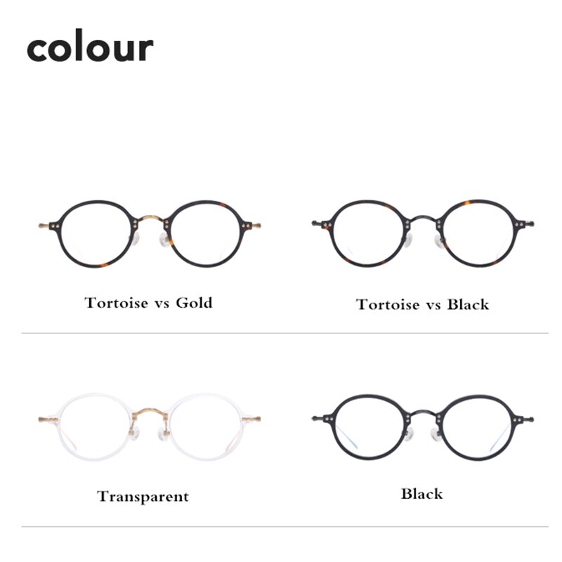 Ultralight Titanium Round Eyewear Transparent Acetate Prescription Eyeglasses Women Vintage Myopia Optical Glasses Frame Men