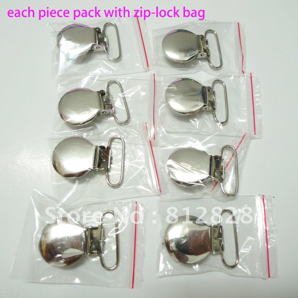 25pcs 1'' Inch 25mm Wide Silver Color Metal Suspender Clips Rack Plating