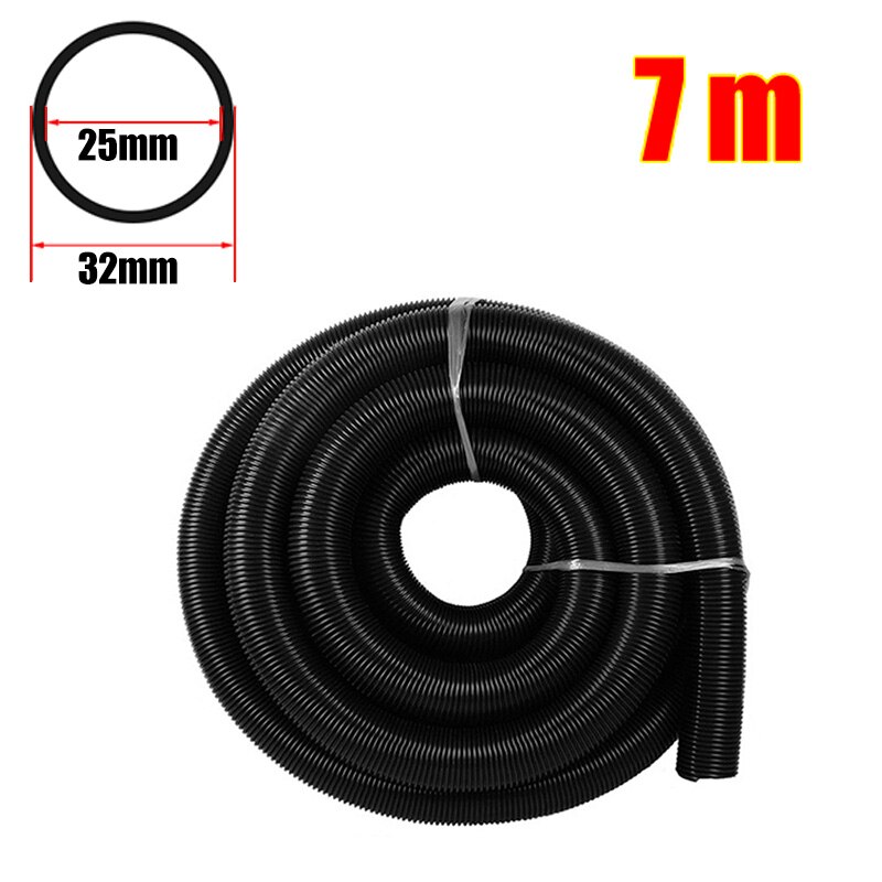 Inner 25 mm Household Vacuum Cleaner Thread Hose Straws Factory Bellows Vacuum Tube Soft flexible EVA Hose Pipe Replacement Part: Black-7m