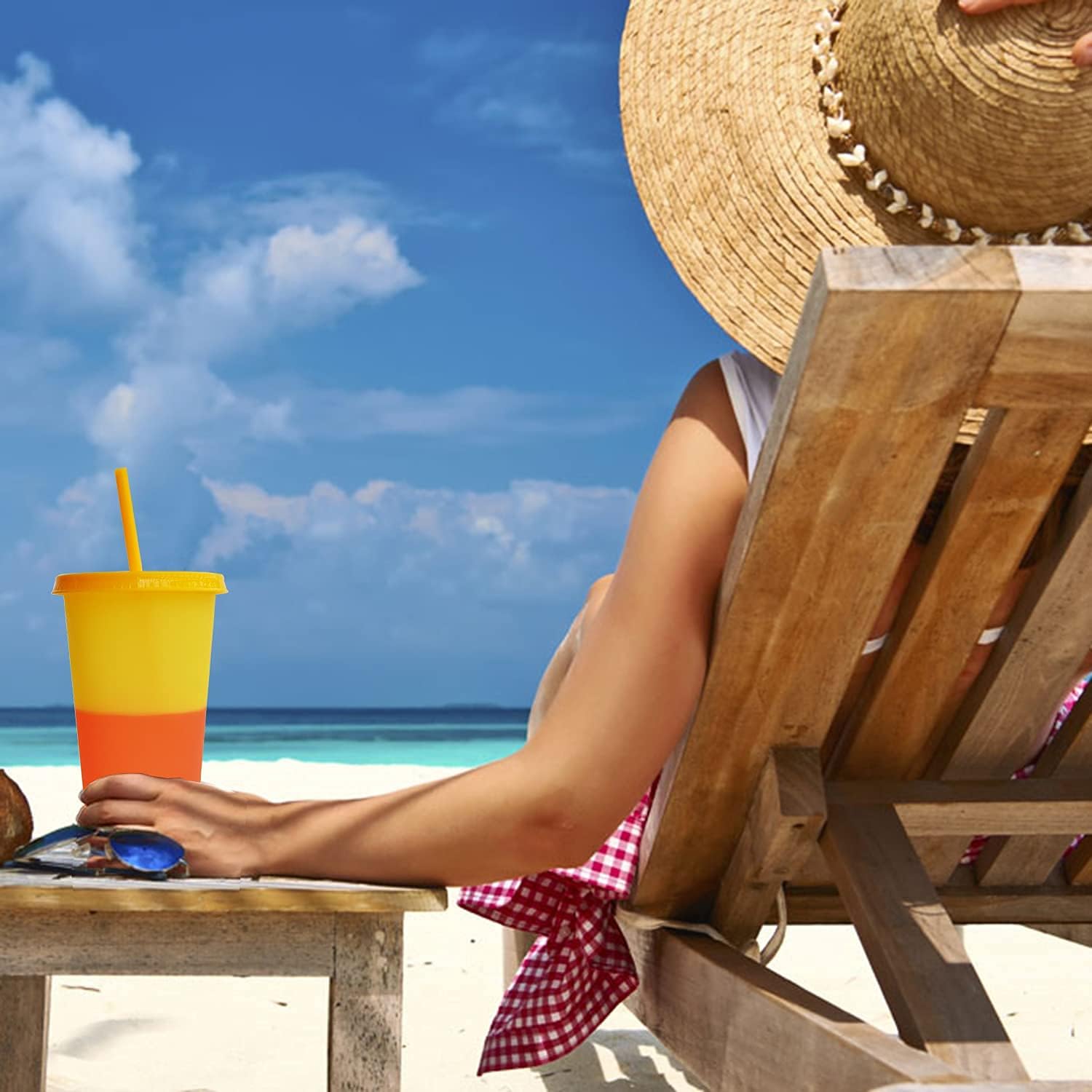 1pc søde plastikkrus med låg og sugerør til iskaffe, genanvendelige i 24 oz farver, til voksne, børn, kvinder, fester