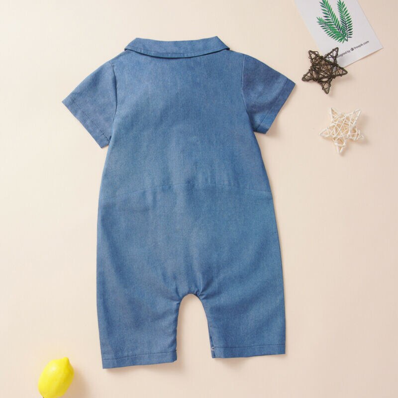 3M-24M Del bambino Appena nato Del bambino Della Ragazza del Ragazzo Primavera Vestiti di Cotone Pagliaccetto Del denim Tuta vestito