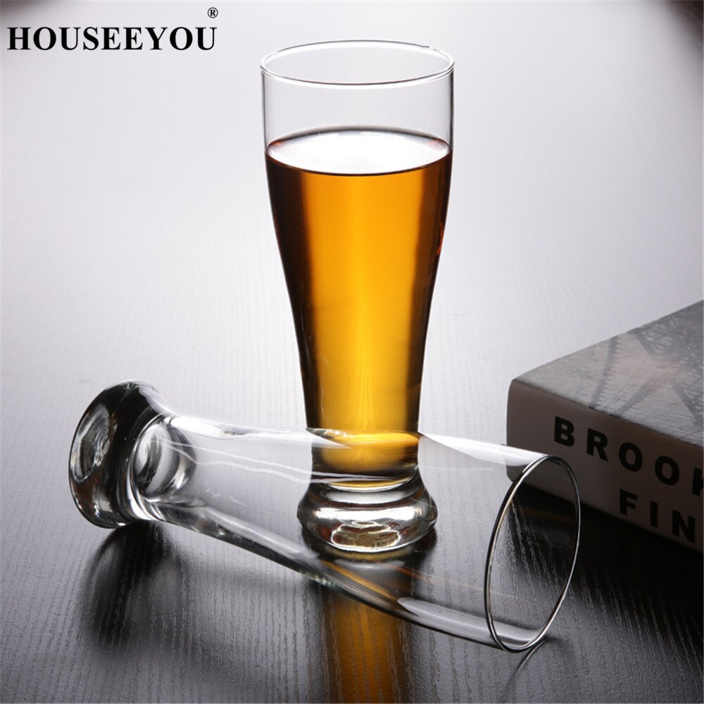 HOUSEEYOU 6Pcs/set 480ml Thick Bottom Beer Steins Juicer Water Cup Glass Mug Drinking Bottle Party Bar Restaurant Drinking Tool