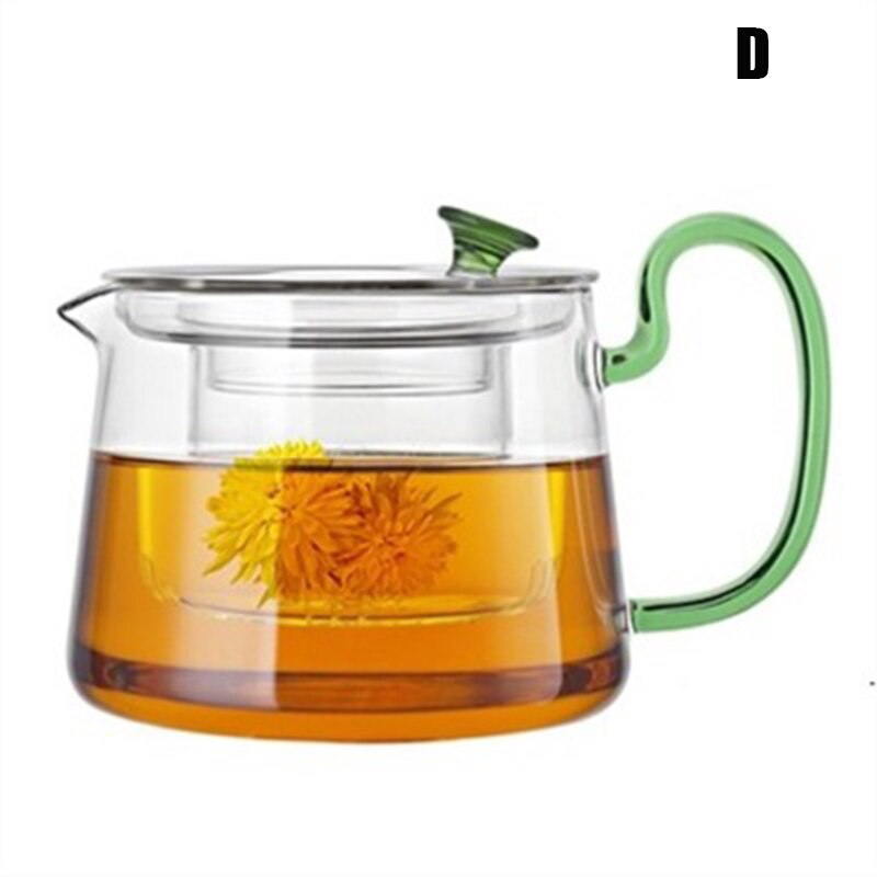 500ml Unique Side Handle Pot Glass Teapots High Temperature Resistant for Home BV789: D