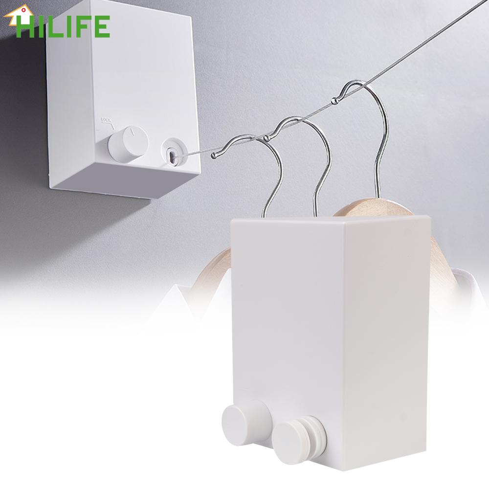 Washing Clothes Hanger Laundry Drying Line Retractable Clothesline Balcony Invisible Drying Lines Indoor Outdoor 4M Wall-mounted