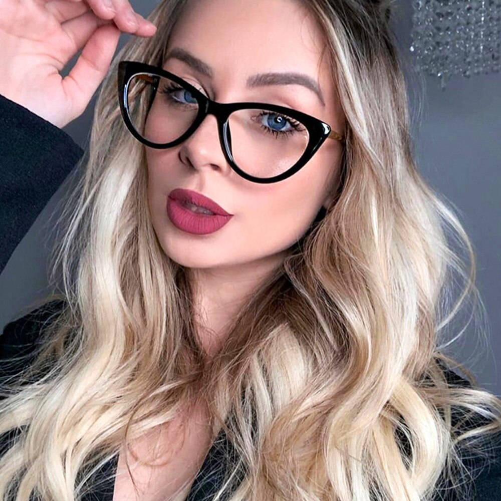 Peekaboo red leopard retro cat eye glasses frames for women half metal ladies optical glasses transparent accessories