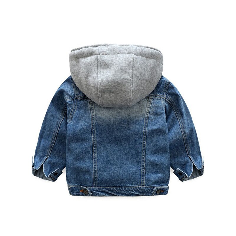 For 2-8years boys hooded jean jackets autumn denim jackets children patchwork casual windbreaker coat for boys