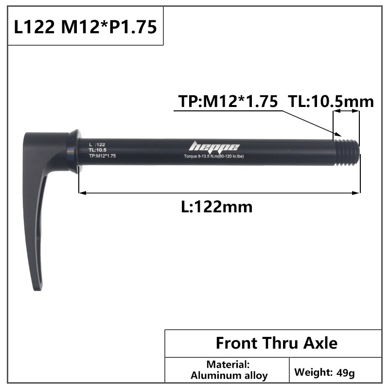 HEPPE MTB Road Bike Thru Axle Front Fork Shaft Skewer 12x100 12x110 Rear Thru Axle 12x142 12x148 Quick Release M12xP1.0/1.5/1.75: Chocolate