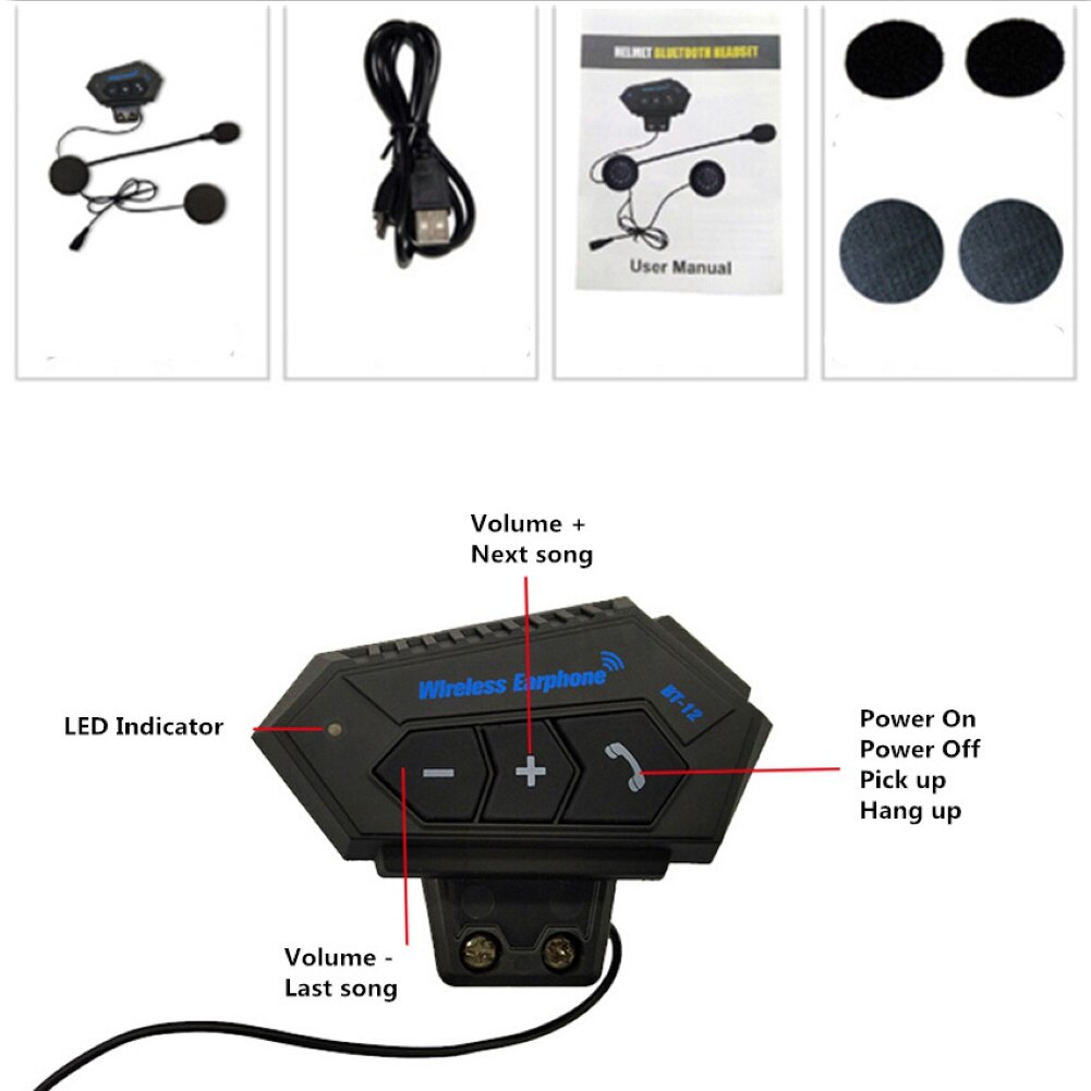 Sales! BT12 Motorhelm Headset Bluetooth Intercom Handsfree Microfoon Oortelefoon