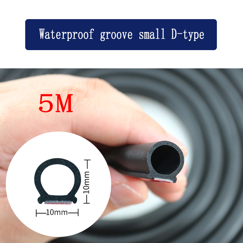 5M Grote/Kleine D Auto Afdichting Strip Auto Deur Frame Geluidsisolatie Rubber Strip Speciale Kleine Auto Vrachtwagen Waterdichte Deur Naad: Kaki