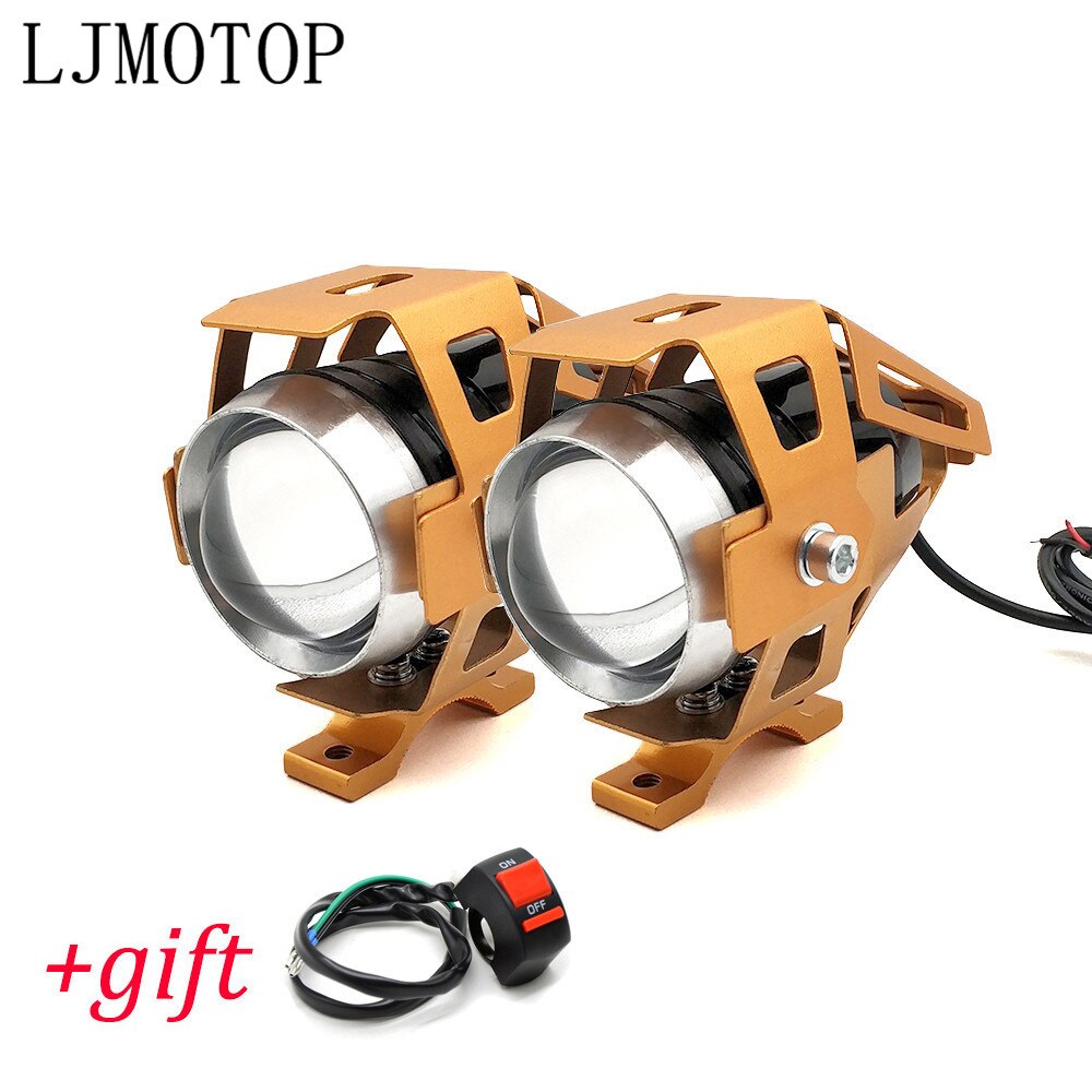 Motorcycle LED headlights U5 12V Decorative lamp Spotlight For HONDA CB650R CBF1000/A CB600F CBF600/SA CB125R CBR600F: B-Gold-a pair