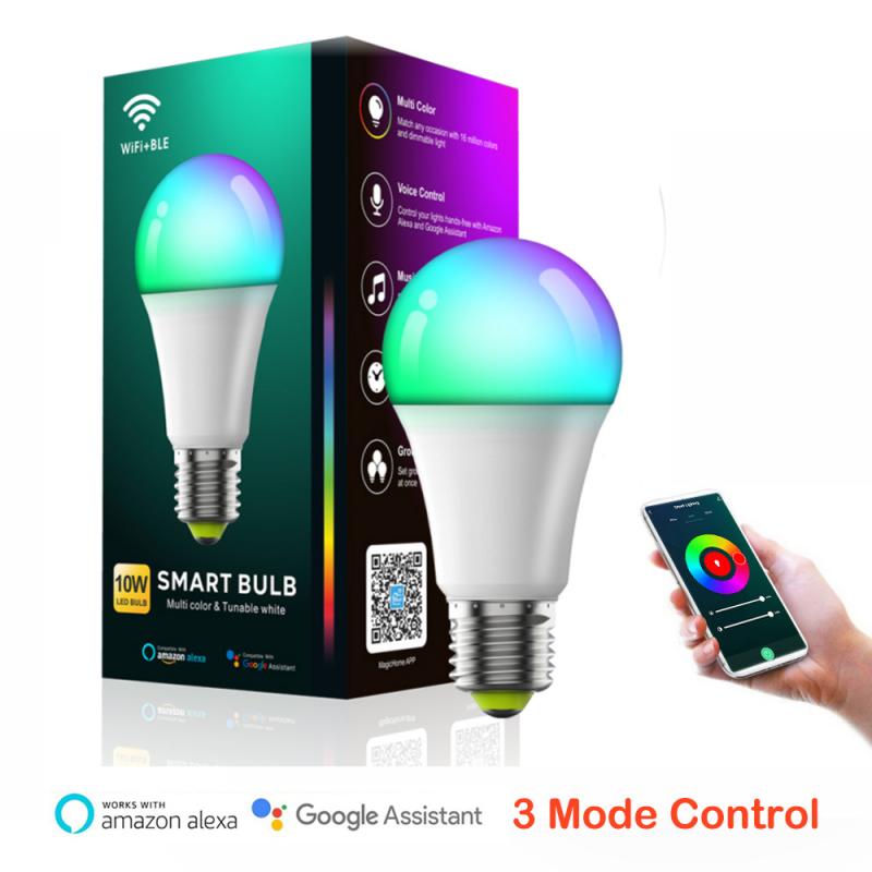 10W E27 Smart LED Light Bulb Dimmable Wifi 3 Mode Control Lamp Automation Work With Google Home For Alexa Siri Popular
