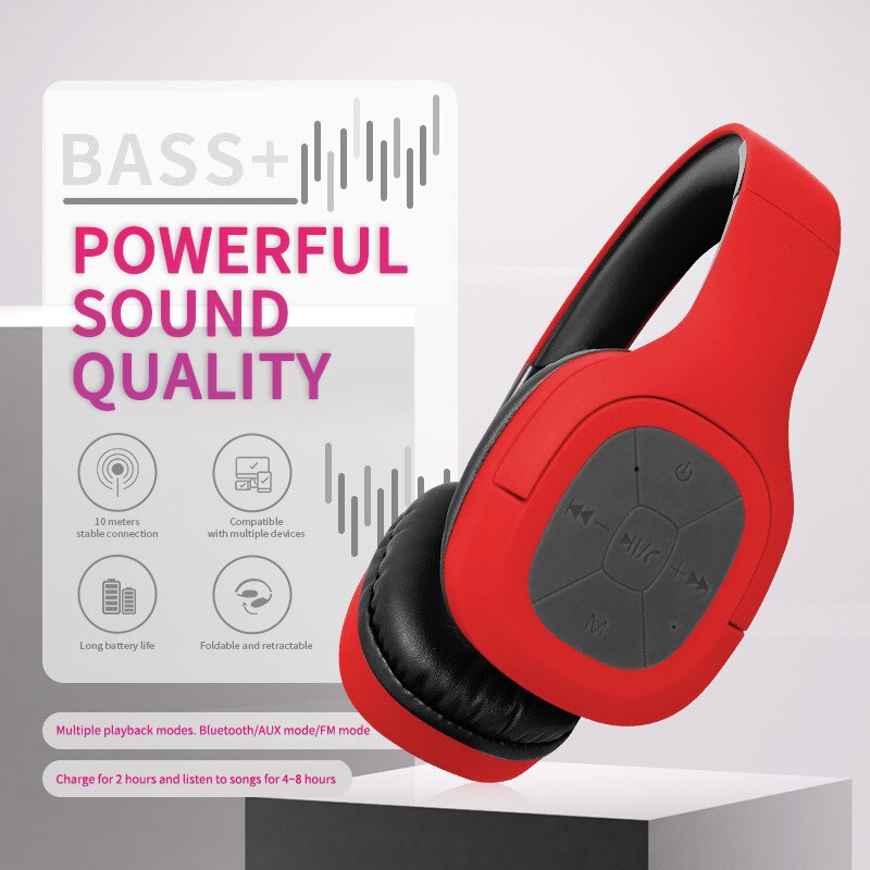Casque sans fil casque stéréo pliable casque Bluetooth écouteur Sport écouteur micro casque mains libres lecteur MP3