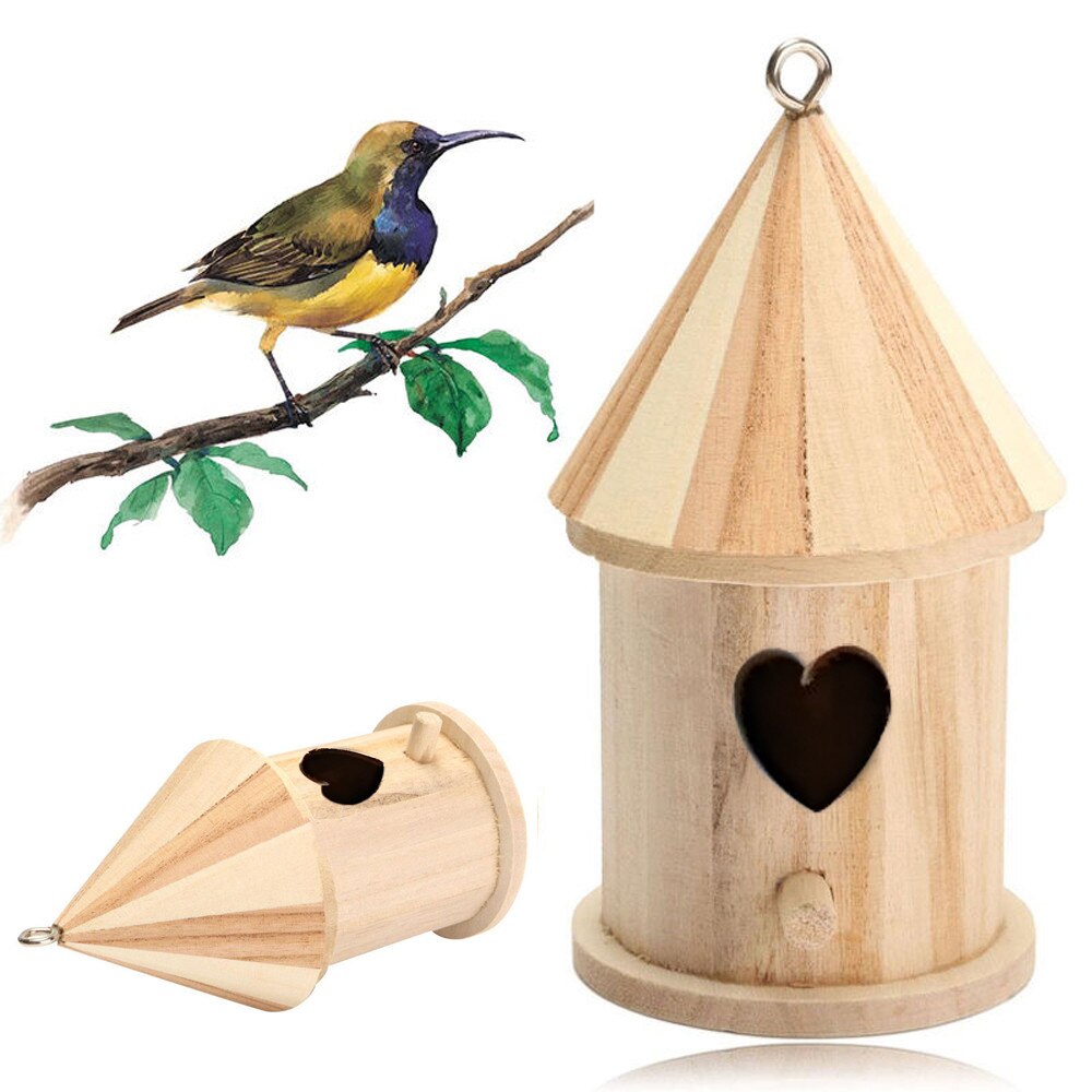 House Love Nest House Bird House Bird Box Wooden Box Garden Decorate Birdcage Wall-mounted Wooden Outdoor Bird's Nest: Green