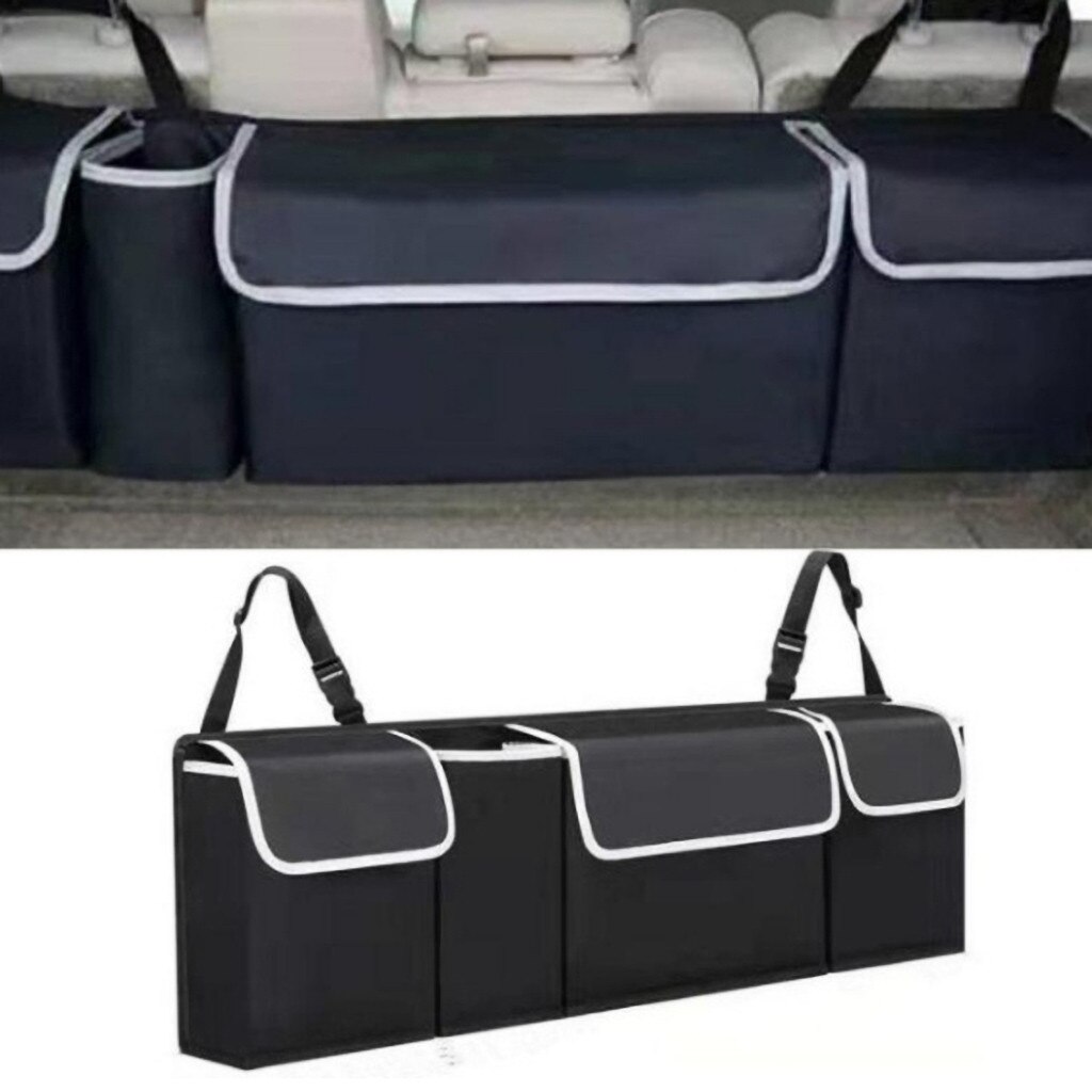 Car Trunk Organizer Adjustable Backseat Storage Bag Net Oxford Automobile Seat Back Bag Organizers Car Interior Accessories