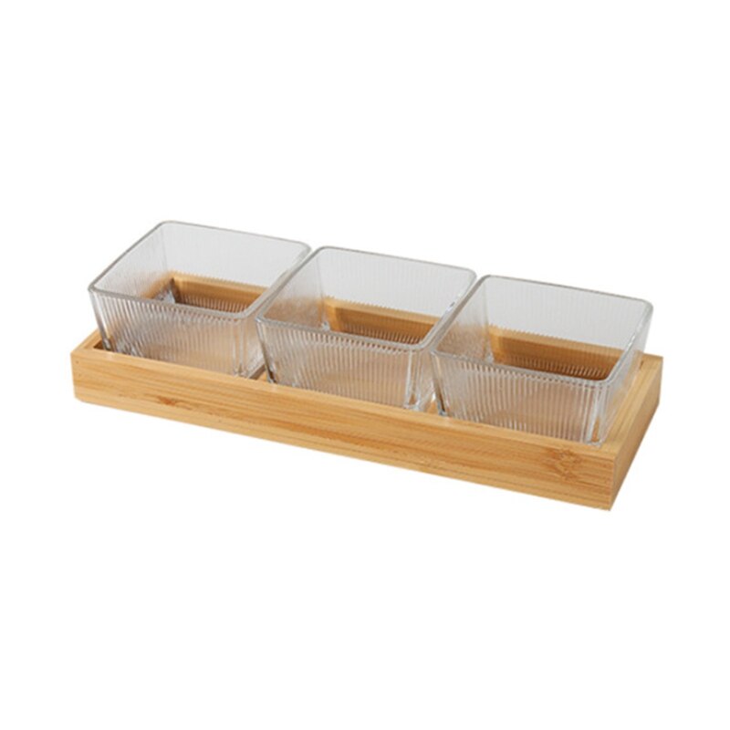 3-Compartment Food Storage Tray Dried Fruit Snack Plate with Fruit Fork Appetizer Serving Platter Party Candy Dish -C