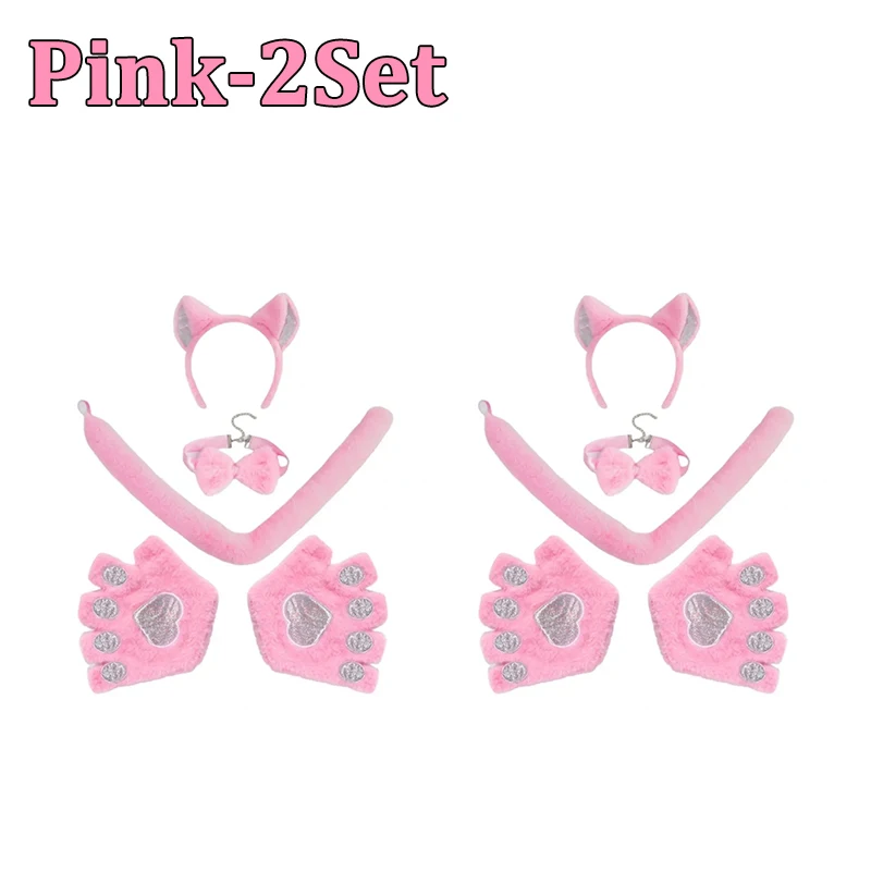 Neue handgemachte Halloween Stirnband Sets Cosplay Zubehör Katze Klaue Handschuhe Ohr Stirnband Maskerade Party Foto Requisiten: Black